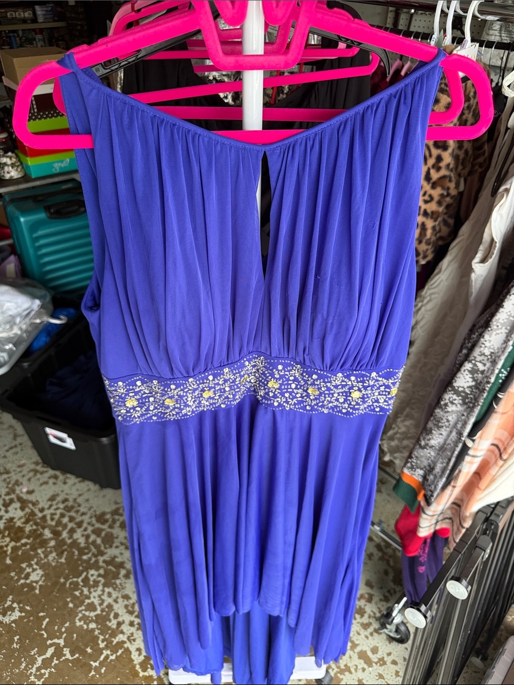 Jessica Howard Purple Beaded Waist Evening Dress